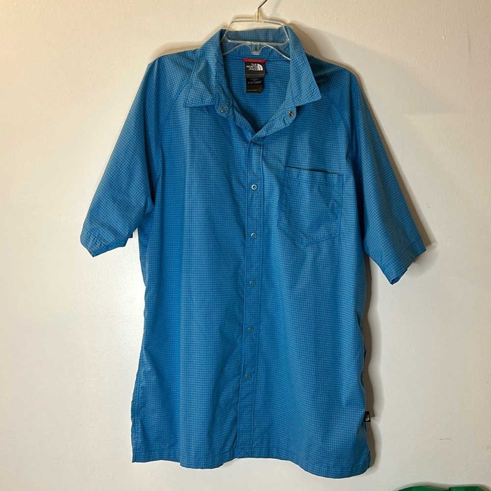 The North Face Paid Blue Snap Button Up‎ Shirt Men's Size M